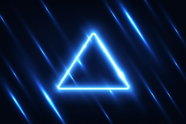 Vector triangle frame blue neon light on dark blue overlap design Futuristic technology background