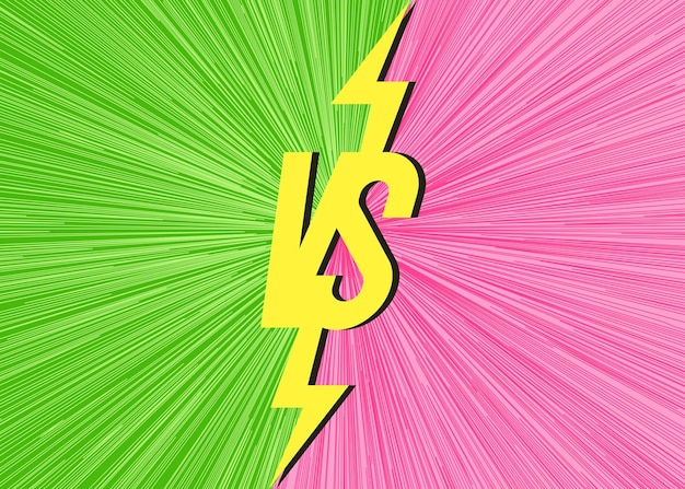 Vector versus banner with vs sign on modern background green pink color for battle sport competition contest match game announcement of two fighters Trendy VS concept Vector 10 eps