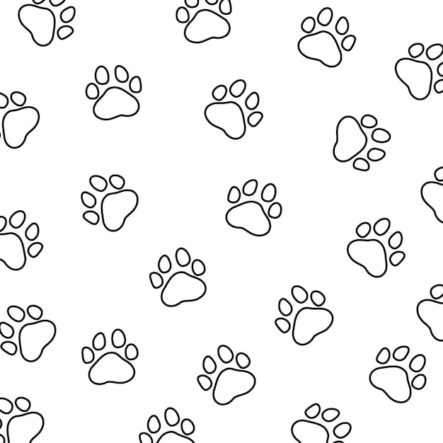 Vector white seamless pattern with white paw