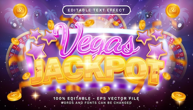 vegas jackpot 3d text effect and editable text effect