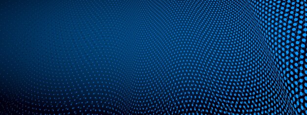 Vektori abstrakti tummansininen pistetausta ulotteisella perspektiivillä, teknologia- ja tiedeteemalla, suuri datavirta, geometrinen 3D-malli.