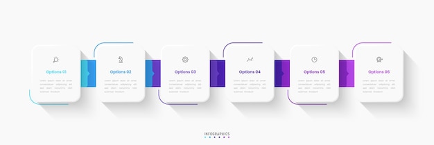 Vektori Infografinen etikettimallipohja kuvakkeilla ja 6 vaihtoehdolla tai vaiheella Voidaan käyttää prosessiin