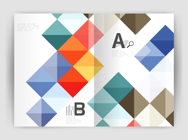 Vektori neliönmuotoinen minimalistinen abstrakti taustatulostusmallipohja yritysesite a4 vektori mallipohja tausta tulostustyönkulun asettelu kaavio numero valinnat tai web design banneri