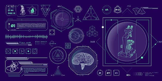Vektoridatan osat scifi-käyttöliittymän infografiikkaa varten