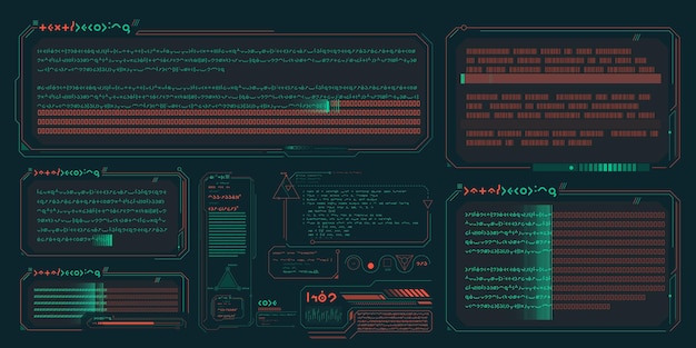 Vektoridatan osat scifi-käyttöliittymän infografiikkaa varten