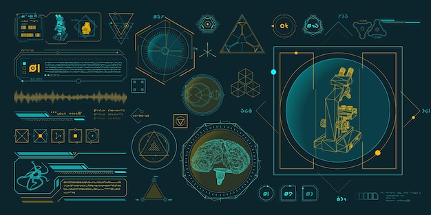 Vektoridatan osat scifi-käyttöliittymän infografiikkaa varten