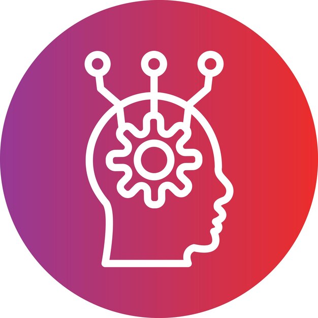 Vektoridesign, kriittisen ajattelun ikoni, tyyli