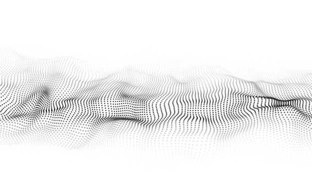 Vektorimainen abstrakti valkoinen futuristinen tausta. Big data -visualisointi. Digitaalinen dynaaminen hiukkasaalto