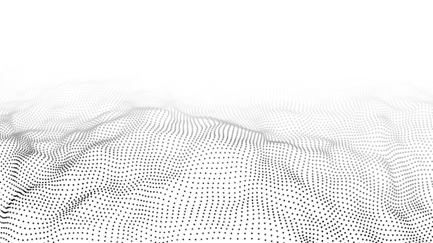 Vektorimainen abstrakti valkoinen futuristinen tausta. Big data -visualisointi. Digitaalinen dynaaminen hiukkasaalto