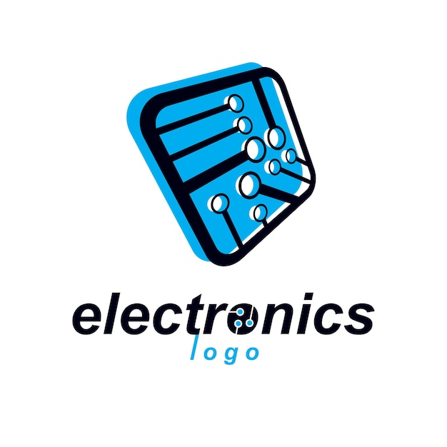 Vektorin abstrakti teknologia, yksivärinen piirilevy. Korkean teknologian digitaalinen neliömäinen elektronisen laitteen kaavio. Modernien innovaatioteknologioiden logo.