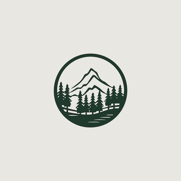 Vektorkuva yksinkertaisesta ja tyylikkäästä logosta, joka käyttää symbolina metsää