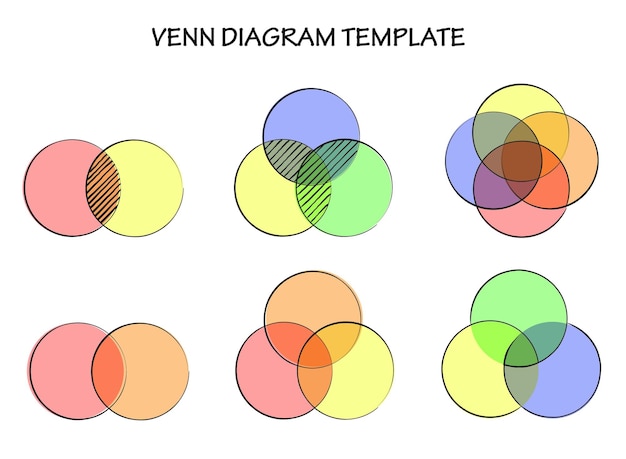 Venn diagram doodle. Hand drawn infographic template. Vector illustration.