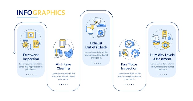Ventilation inspection blue rectangle infographic template