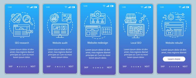 Verkkokonsultoinnin perehdytys mobiilisovelluksen sivun vektorimalli