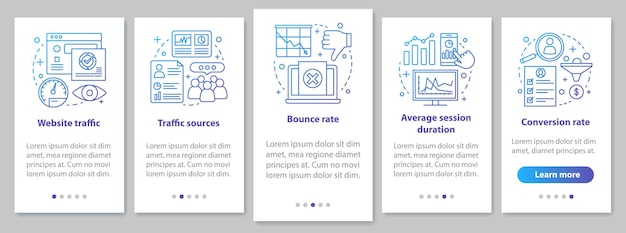 Verkkosivuston liikenne perehdytys mobiilisovelluksen sivun näyttö lineaarisella yhteistyöllä
