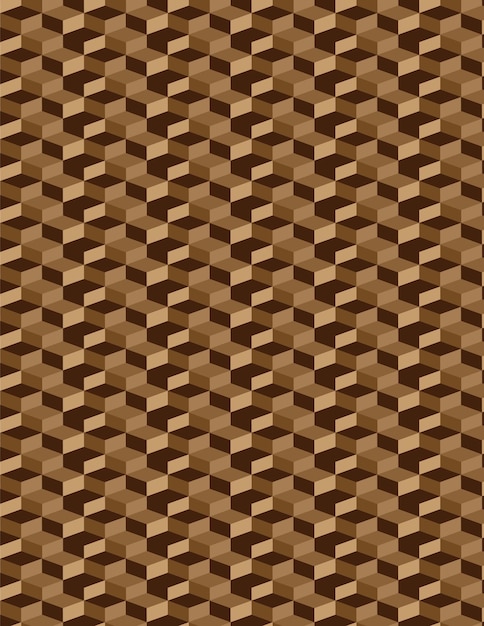 Vertical 3d brown gradient seamless metallic cubical geometric shape pattern design vector