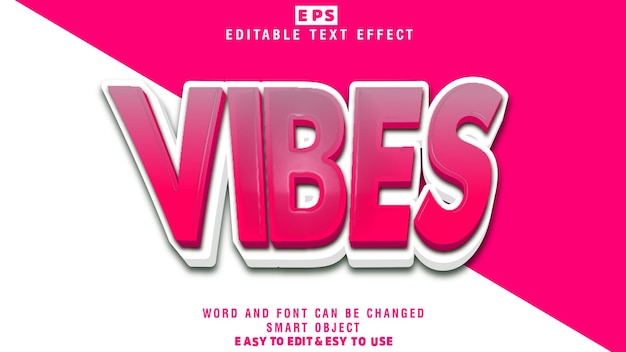 vibes 3d editable text effect vector with background