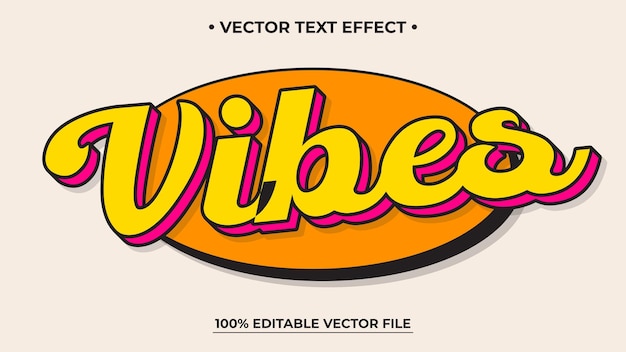 Vibes 3d editable text effect yellow Vintage retro style effect