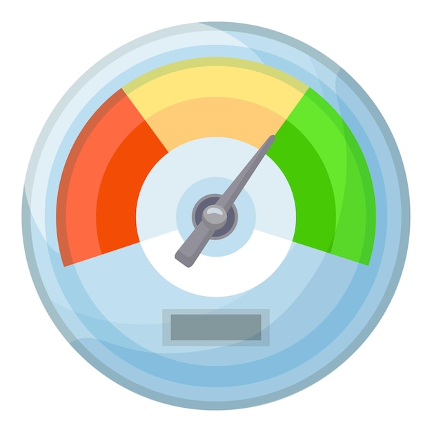 Vibrant and detailed performance meter icon showcasing different levels with a needle pointer