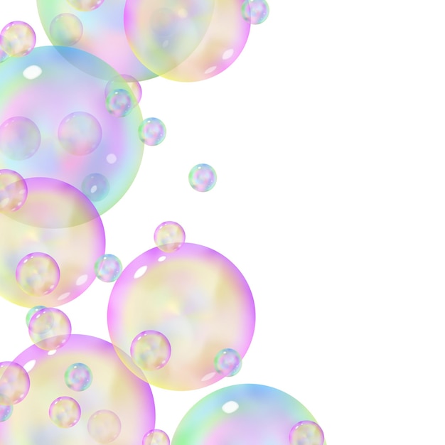 Vibrant soap bubbles overlay background