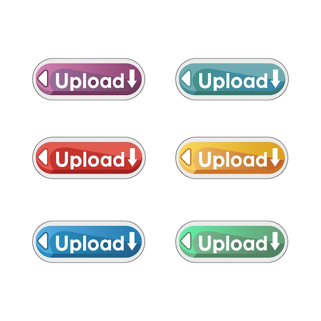 vibrant upload buttons in various colors for digital use