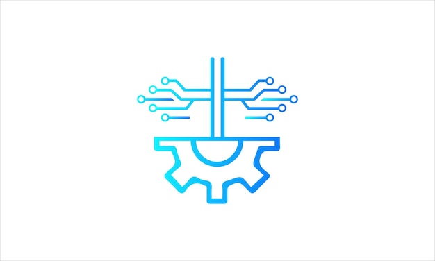 Victor Technology logo design with circuit board icon template