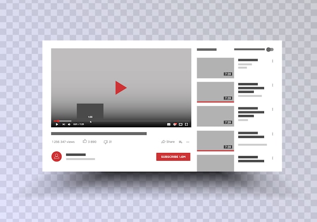 Video channel app interface mobile phone . Social media . Subscribe . post mock up .  illustration