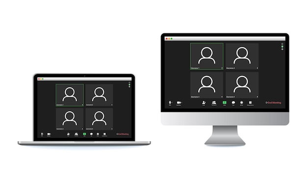 Video conference user interface. Video call screen interface template.