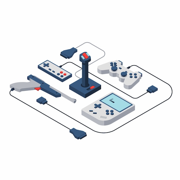 Video game console. gamepad vector isometric illustration.