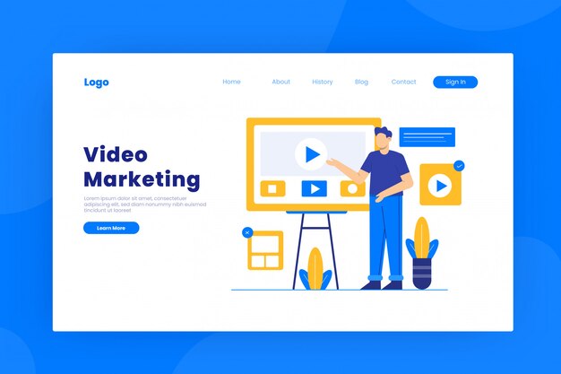 Video marketing landing page template
