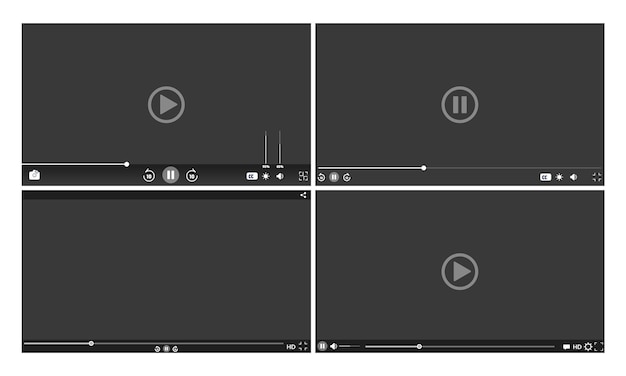 Video player template interface Video hosting mockup social media concept Web video channel or mobile app Desktop live stream