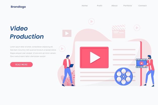 Video production landing page concept.