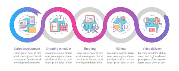 Video production process vector infographic template