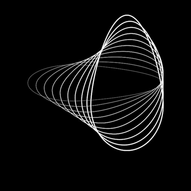 Viivoja ympyrän muodossa. Spiraali vektorikuva. Teknologinen pyöreys. Aalto-logo. Suunnitteluelementti.