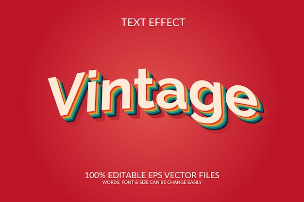 Vintage 3d fully editable vector eps text effect template design