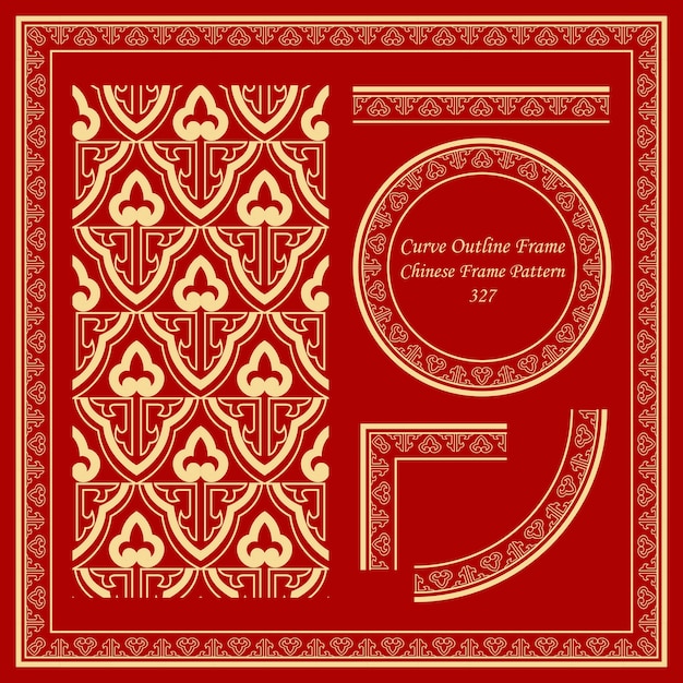 Vintage Frame Pattern Set curve outline geometry frame