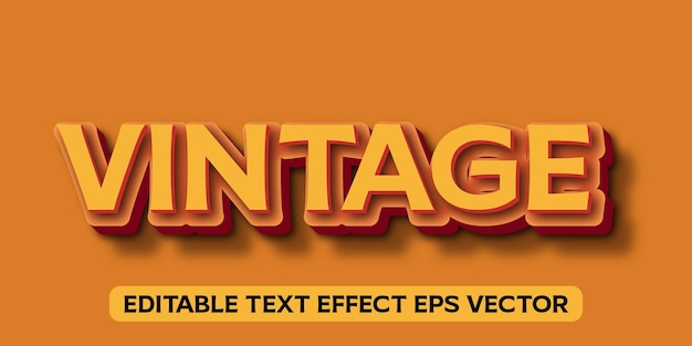 Vintage orange color editable 3d text effect eps vector
