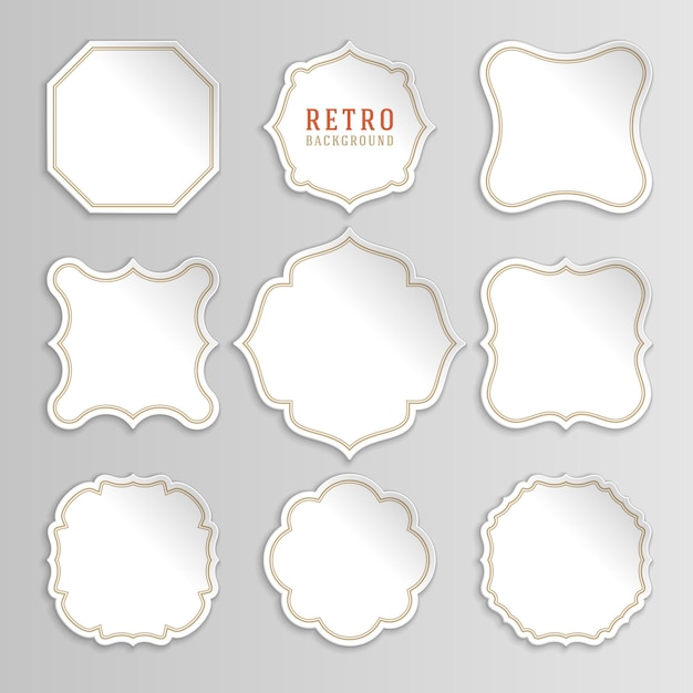 Vintage white   stickers and labels set with frames