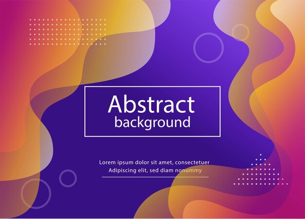 Violet blue abstract liquid background with yellow purple lines and circles shapes