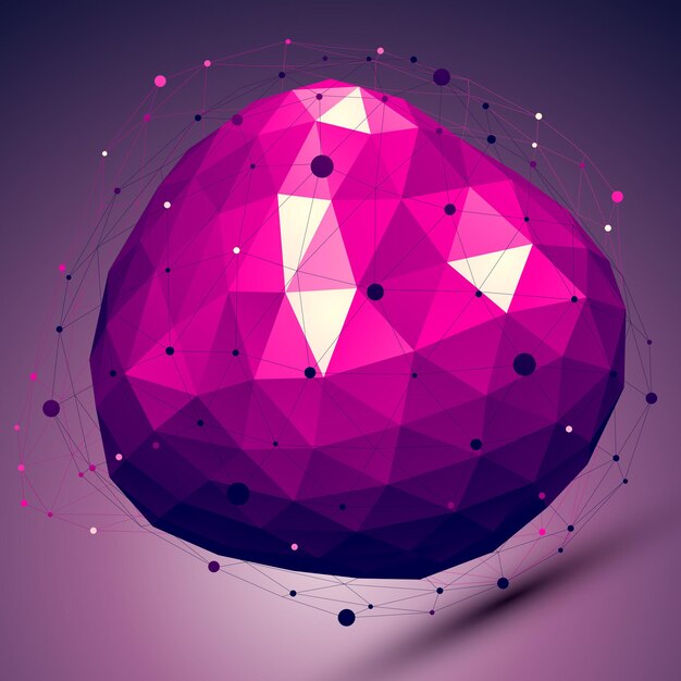Violetti geometrinen vektorimuotoinen abstrakti 3D-monimutkainen hilatausta, lila epämuotoinen konseptuaalinen jalokivikuvitus.