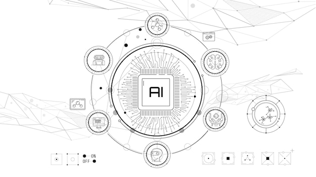 virtual infographics on the topic of artificial intelligence machine learning and automation