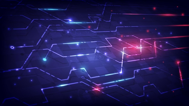 Virtual reality futuristic technology and circuit board Abstract hitech background Futuristic SciFi interface Digital computer infographic of engineer Data science Placeholder landing page