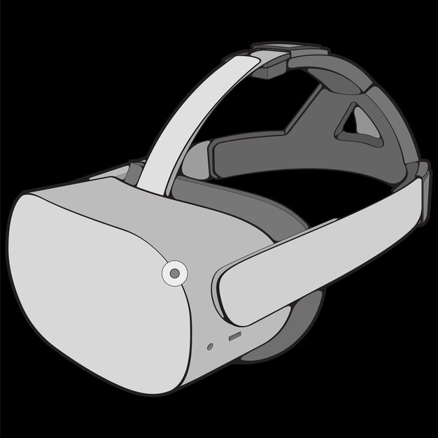 Virtual reality headset coloring drawing vector Virtual reality headset drawn in a sketch style Coloring Virtual reality headset trainers template outline vector Illustration