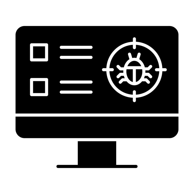 Virus Scan Glyph Solid Black Illustration