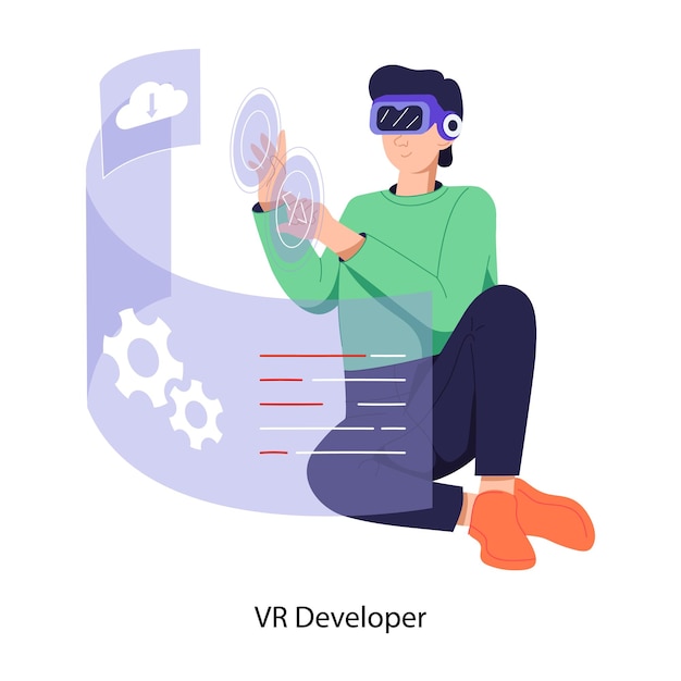Visually appealing flat illustration of vr developer