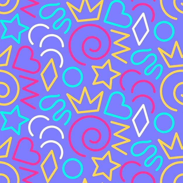vivid colorful line doodle seamless pattern in s style creative abstract art background for kids or