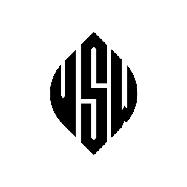 VSW circle letter logo design with circle and ellipse shape VSW ellipse letters with typographic style The three initials form a circle logo VSW Circle Emblem Abstract Monogram Letter Mark Vector