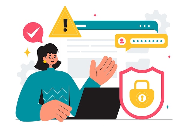 Vulnerability and Threat Management Solutions Vector Illustration featuring Data Breach Security Attack Hacker Fraud and Coding Issues in background