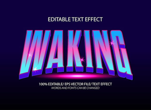 Waking 3d editable text effect template