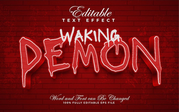 waking demon editable text effect in scary and glow style